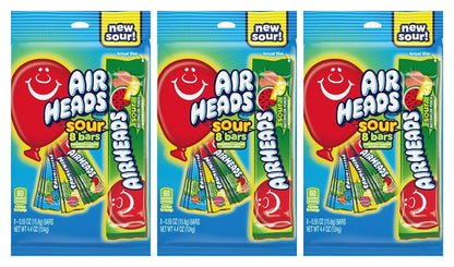 Airheads Sour 8 Bars Peg Bags 4.4oz — 3-Pack