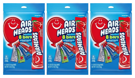 Airheads Assorted 8 Bars Peg Bags 4.4oz — 3-Pack