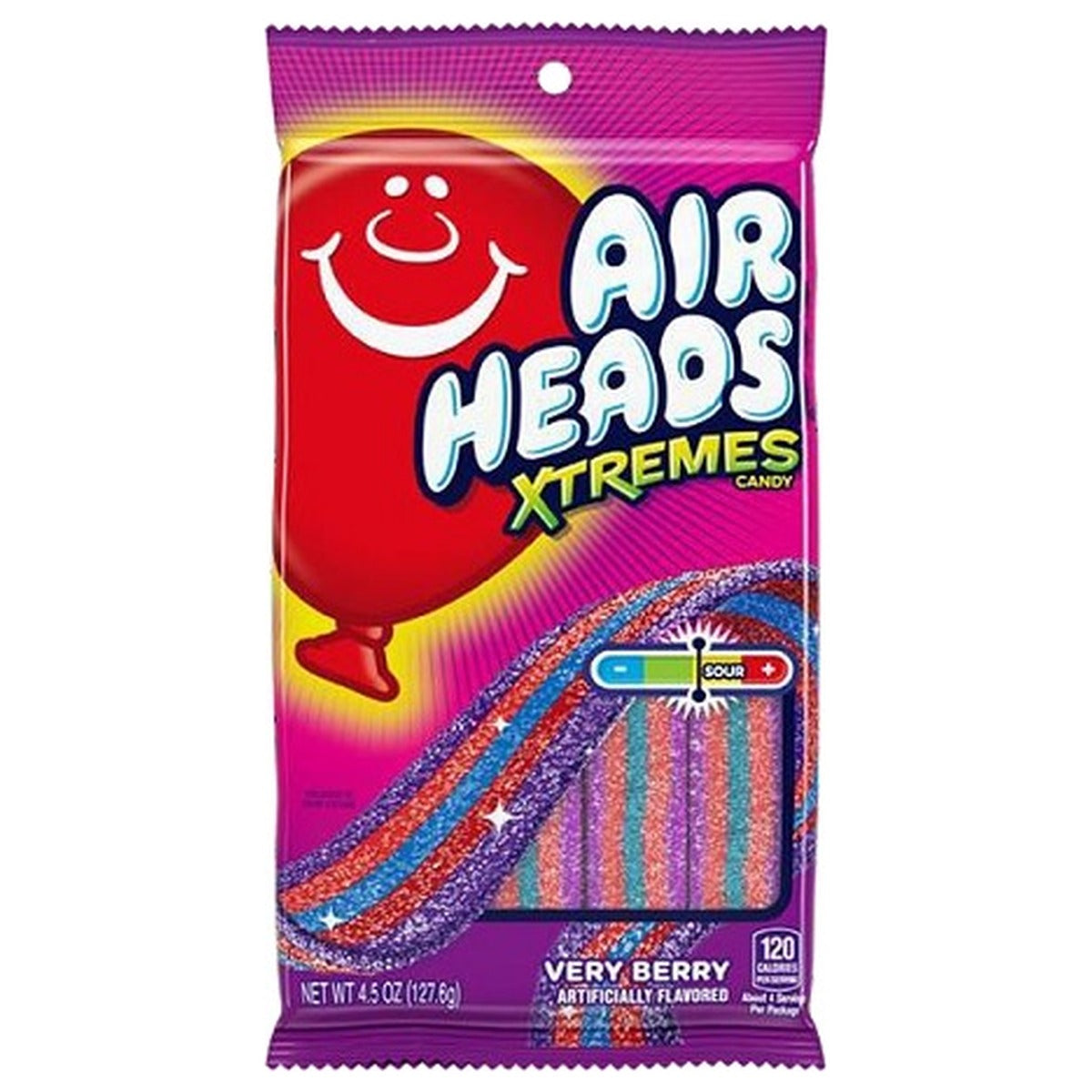 Airheads Xtremes Belts Very Berry 4.5oz Peg Bag pack — full package