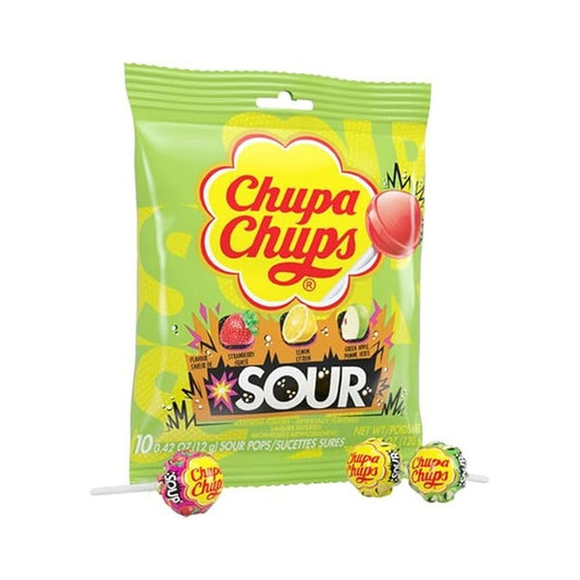 Chupa Chups Sour 10-Count 4.2oz Peg Bag pack — full package