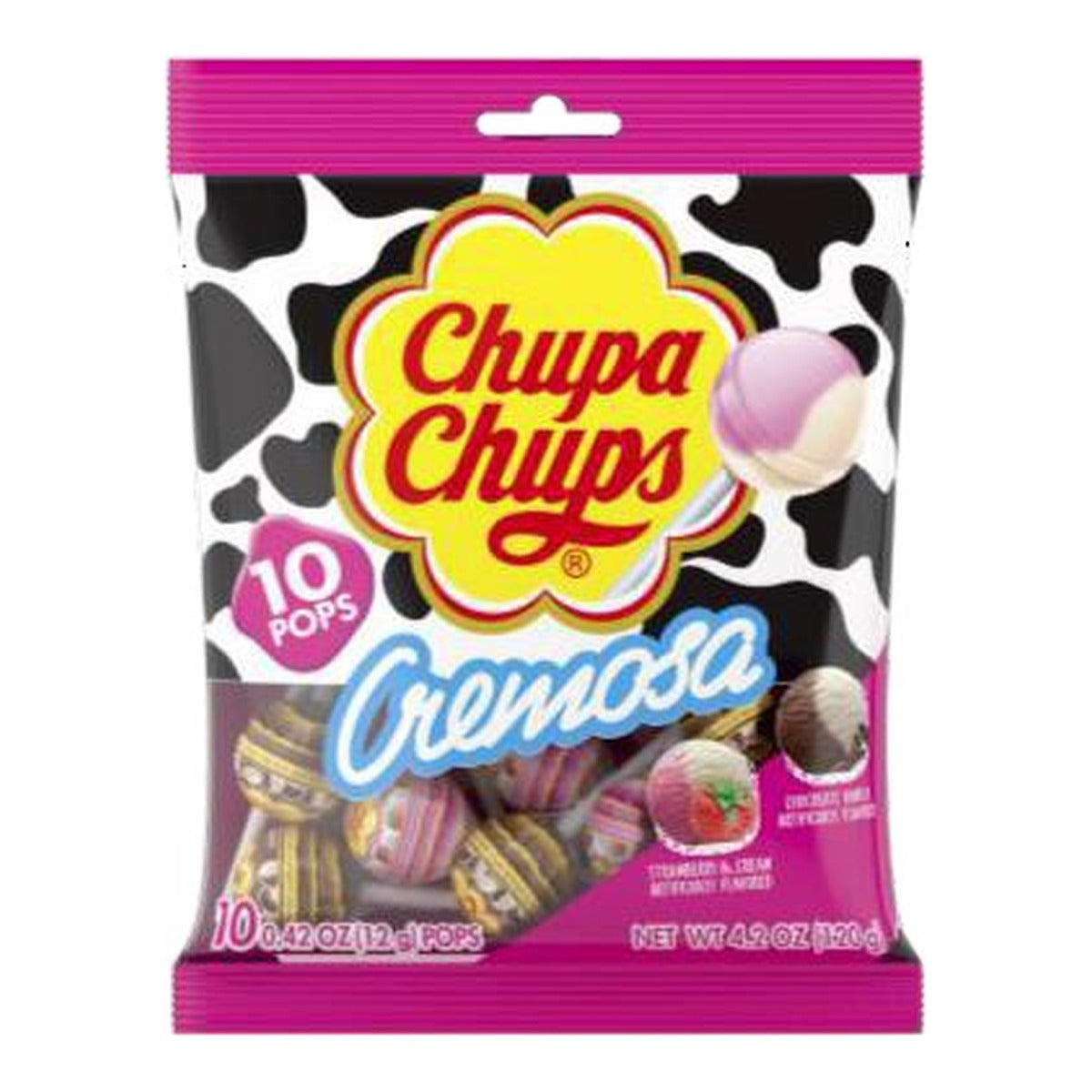 Chupa Chups Cremosa 10-Count 4.2oz Peg Bag pack — full package