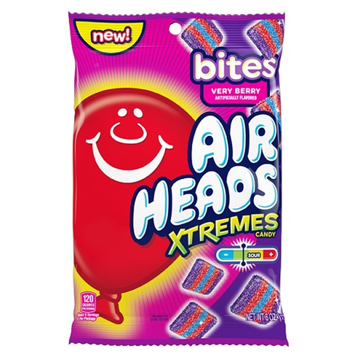 Airheads Xtremes Bites Very Berry 6oz Peg Bag pack — full package