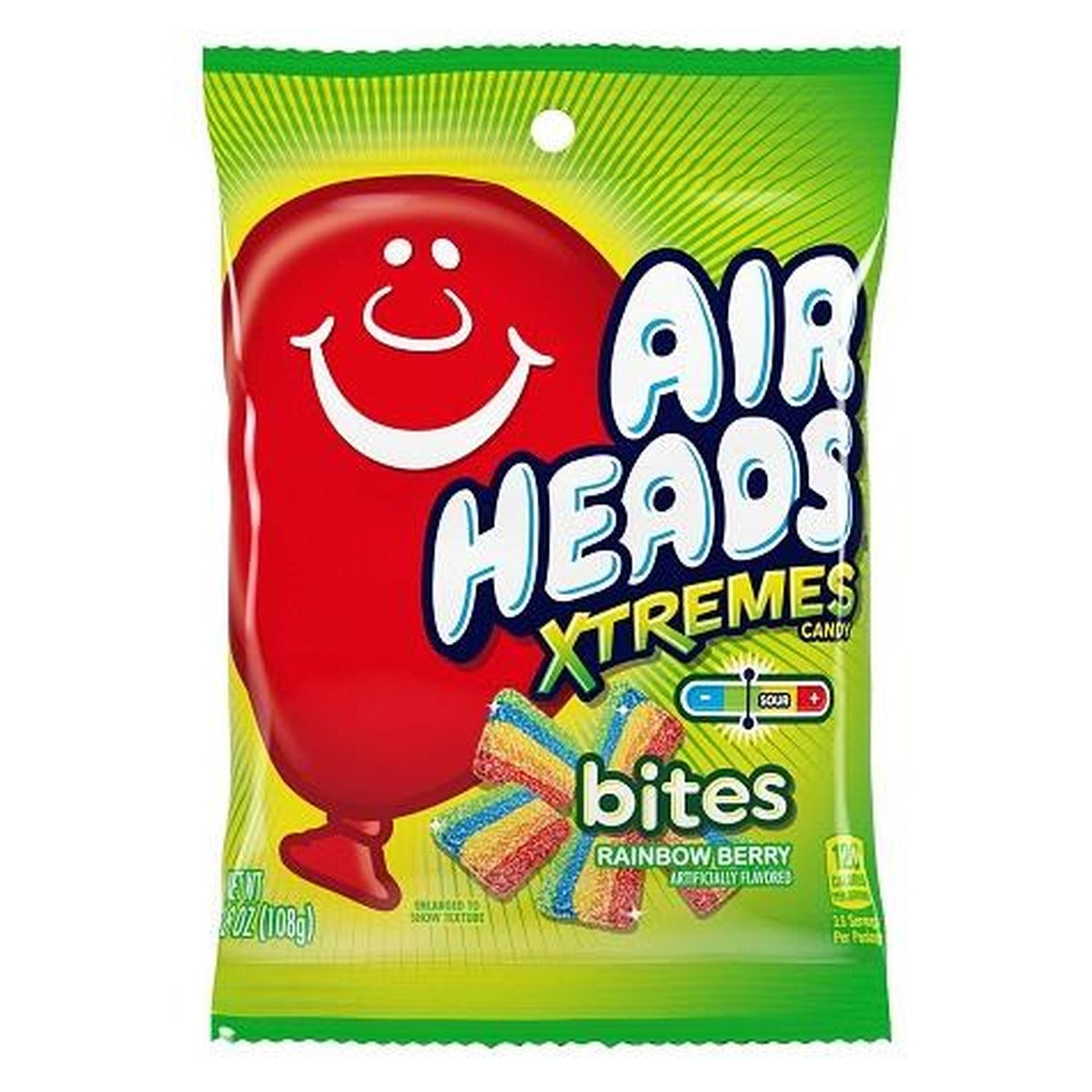 Airheads Xtremes Bites Rainbow Berry 3.8oz Peg Bag pack — full package