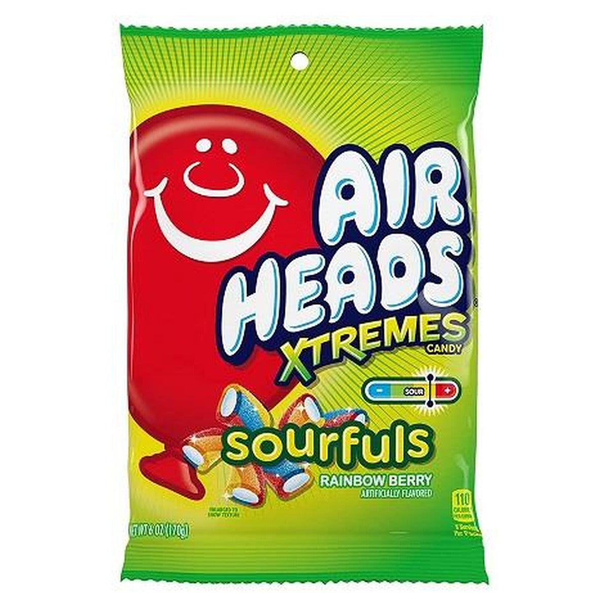 Airheads Xtremes Sourfuls Rainbow Berry 6oz Peg Bag pack — full package