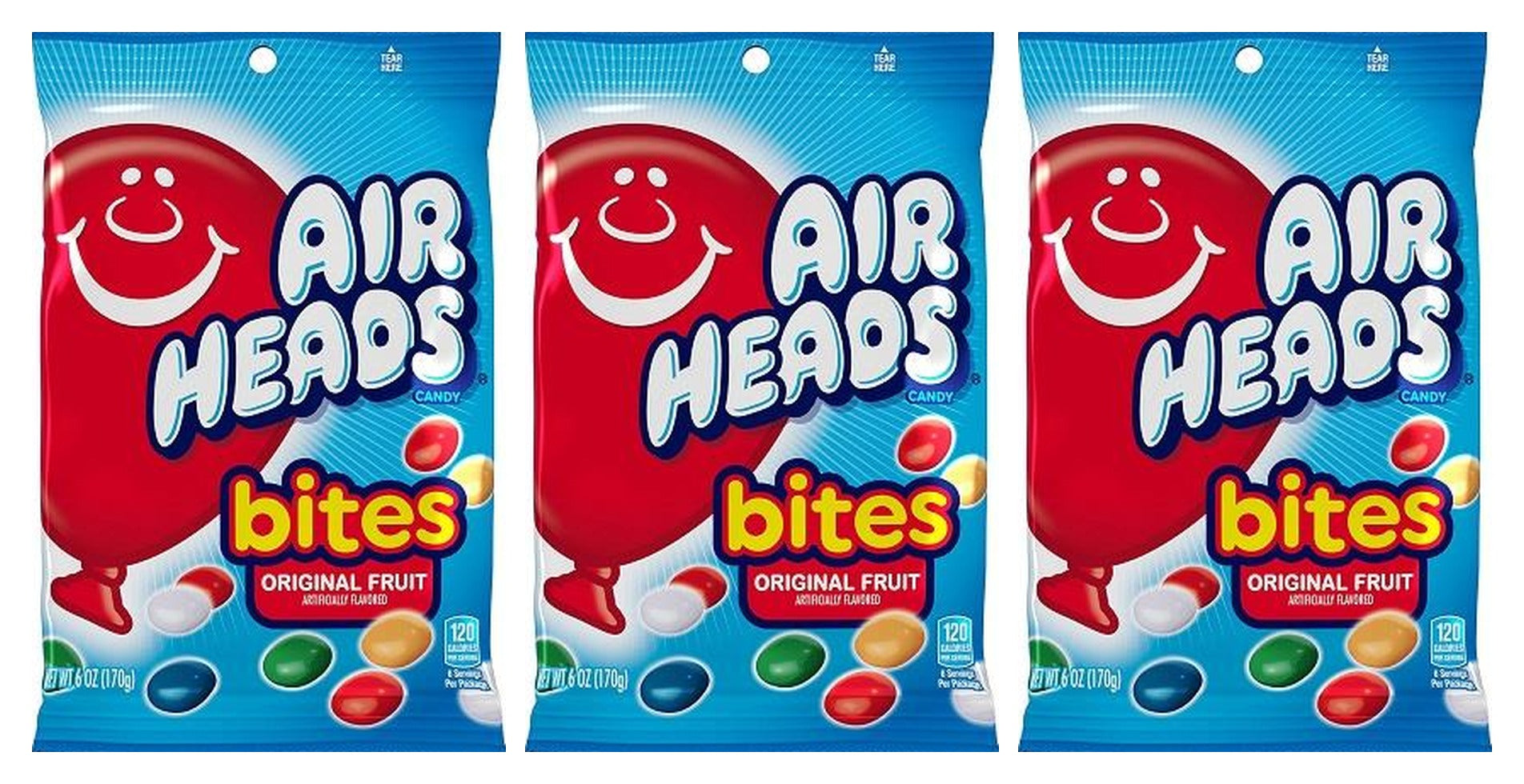 Airheads Bites Fruit Peg Bags 6oz — 3-Pack