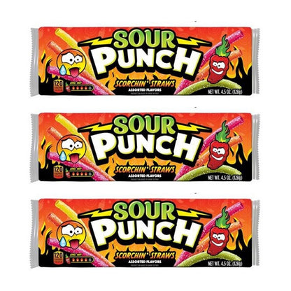 Sour Punch Scorchin' Straws 4.5oz — 3-Pack