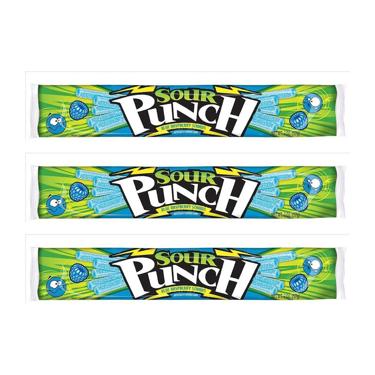 Sour Punch Blue Raspberry Straws 2oz — 3-Pack
