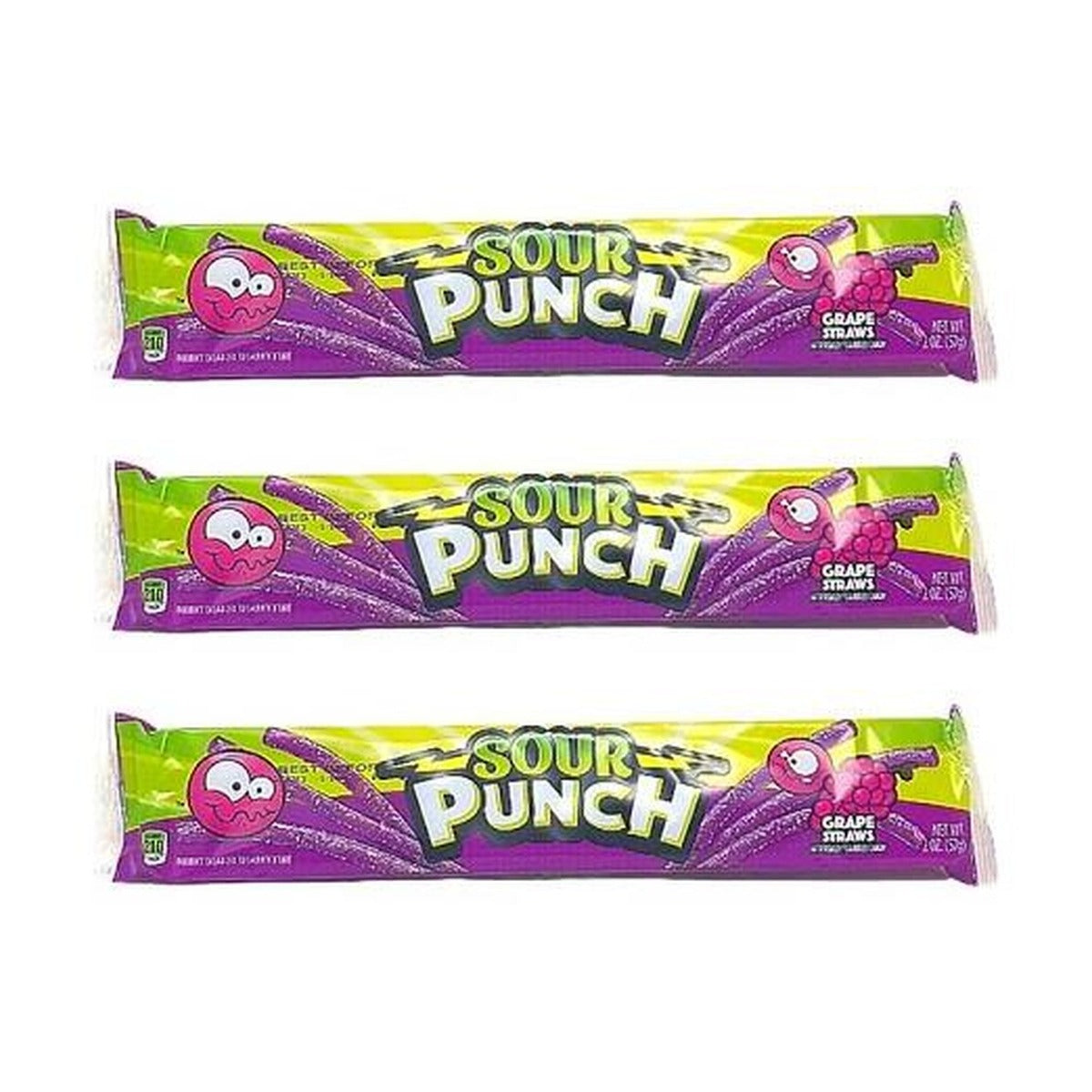 Sour Punch Grape Straws 2oz — 3-Pack
