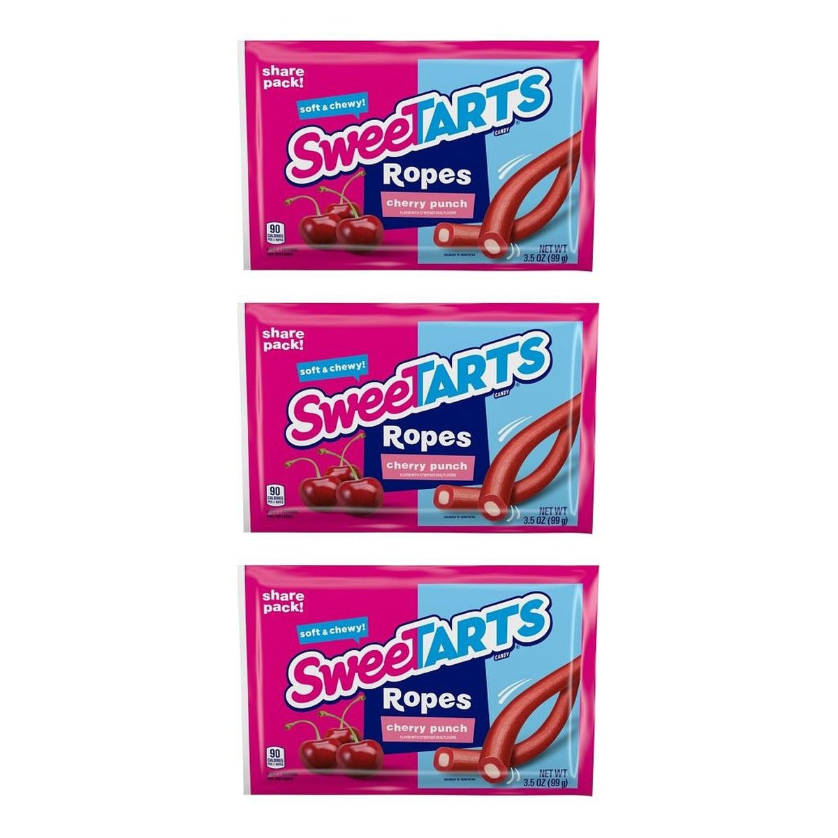 SweeTARTS Ropes Cherry Punch King 3.5oz — 3-Pack