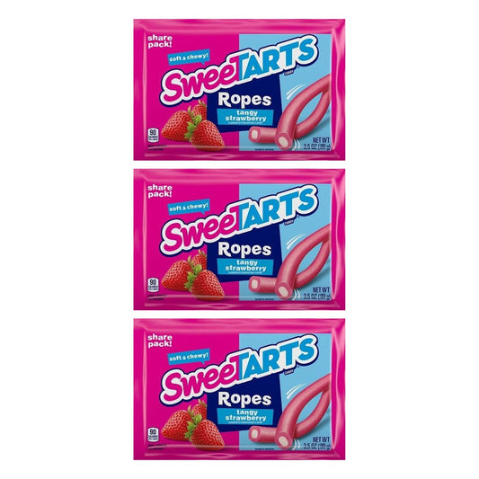 SweeTARTS Ropes Tangy Strawberry King 3.5oz — 3-Pack