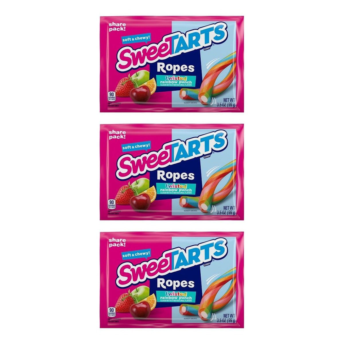 SweeTARTS Ropes Twisted Rainbow King 3.5oz — 3-Pack