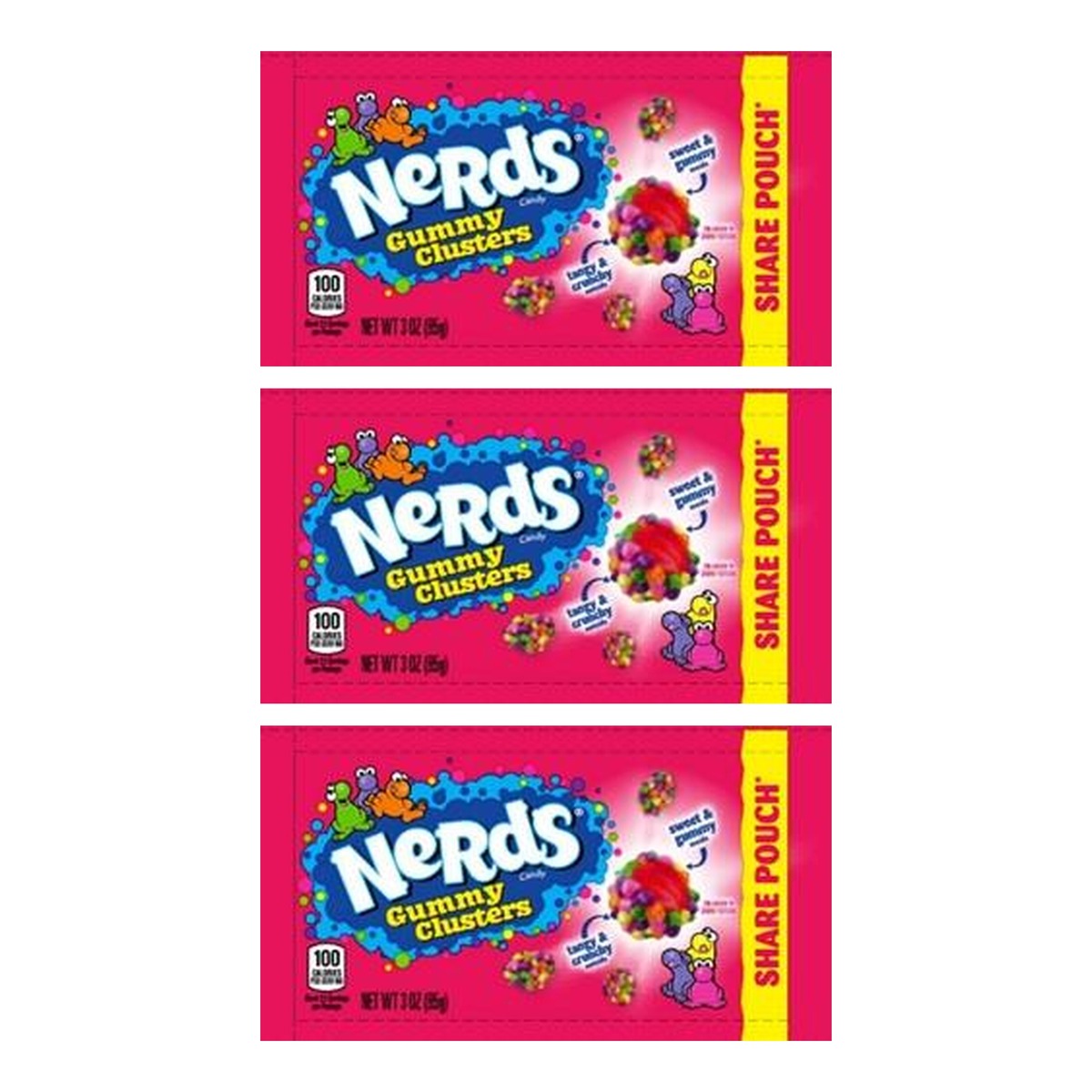 Nerds Gummy Clusters Rainbow Share Pouch 3oz — 3-Pack