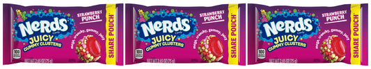 Nerds Juicy Gummy Clusters Strawberry Punch 2.65oz Bags — 3-Pack