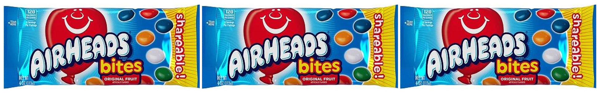 Airheads Bites Fruit Shareable Bags 4oz — 3-Pack