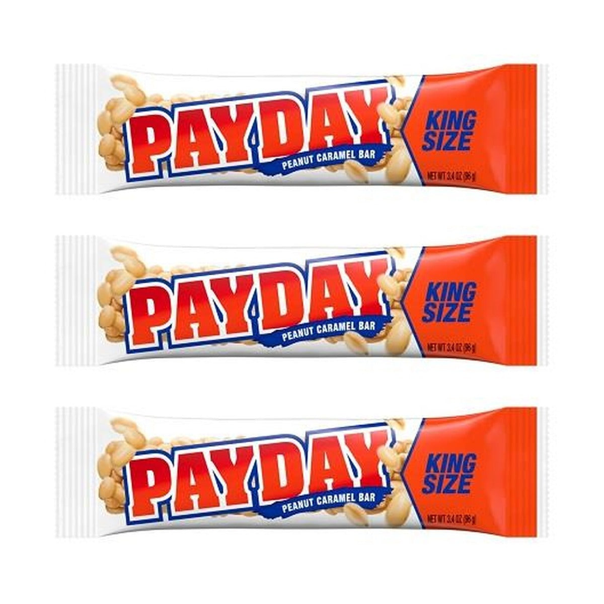 PAYDAY Peanut Caramel Bar King Size 3.4oz — 3-Pack