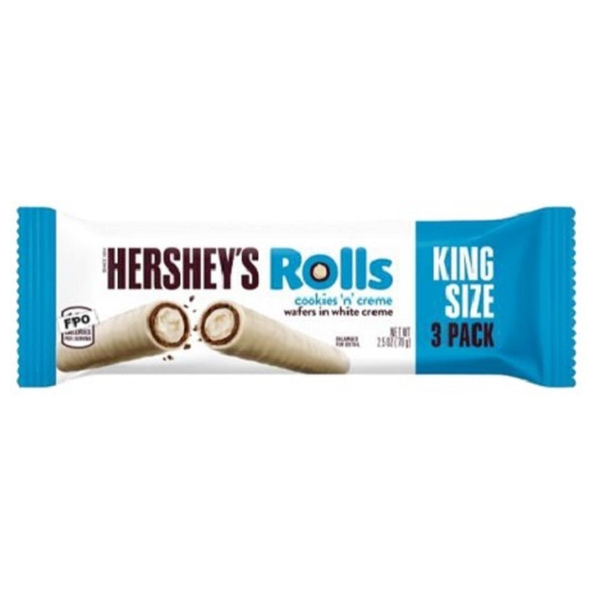 Hershey's Cookies 'n' Creme Wafer Rolls King Size 2.5oz — Box of 16