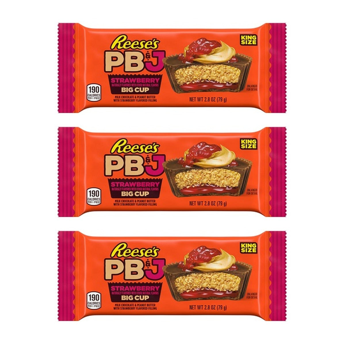 Reese's Big Cup PB&J Strawberry King Size 2.8oz — 3-Pack