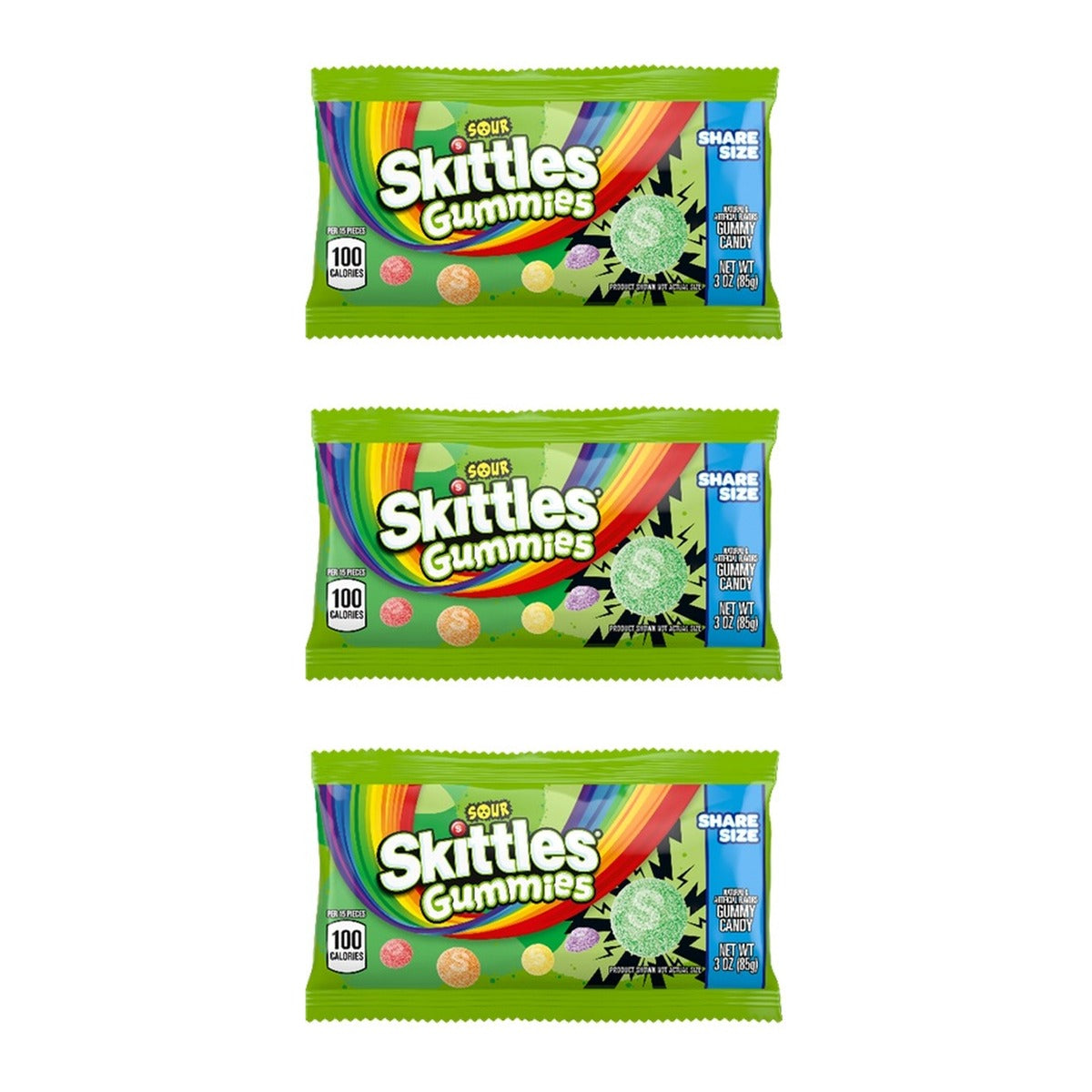 Skittles Gummies Sour Share Size 3oz — 3-Pack