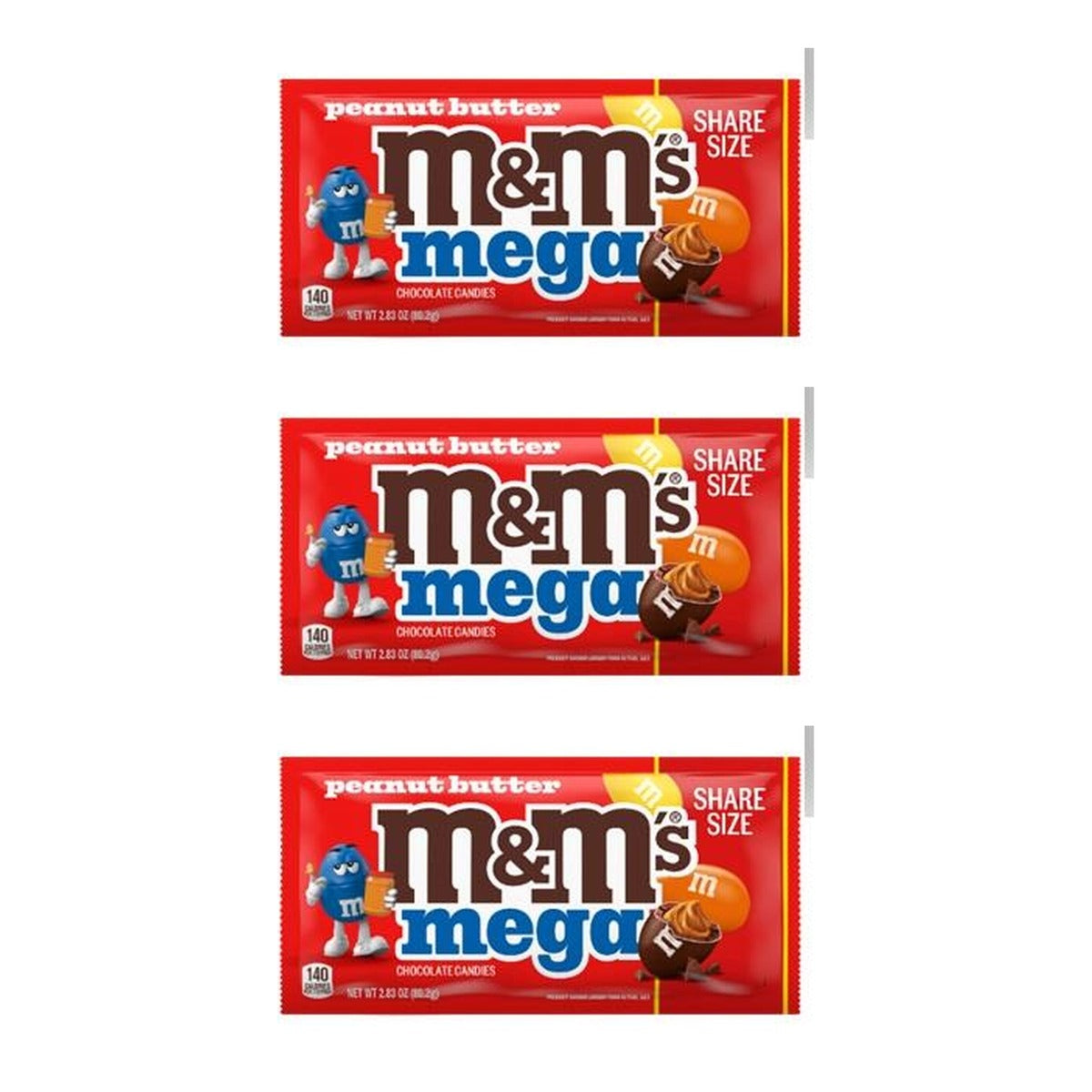 M&M's Mega Peanut Butter King Size 2.83oz — 3-Pack