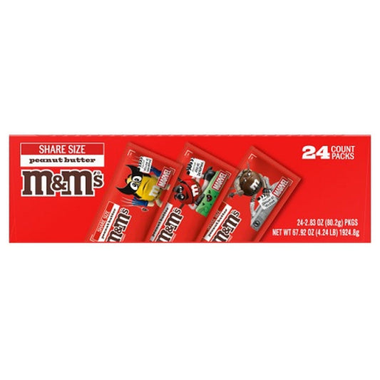 M&M's Limited Edition Marvel Peanut Butter King Size 2.83oz — Box of 24
