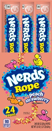 Nerds Rope Peach Strawberry .92oz 24ct Box — box