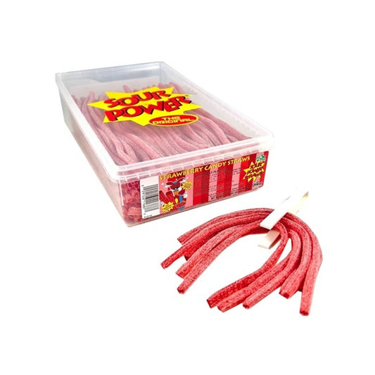 Sour Power Straws Strawberry Tub 200ct — full package