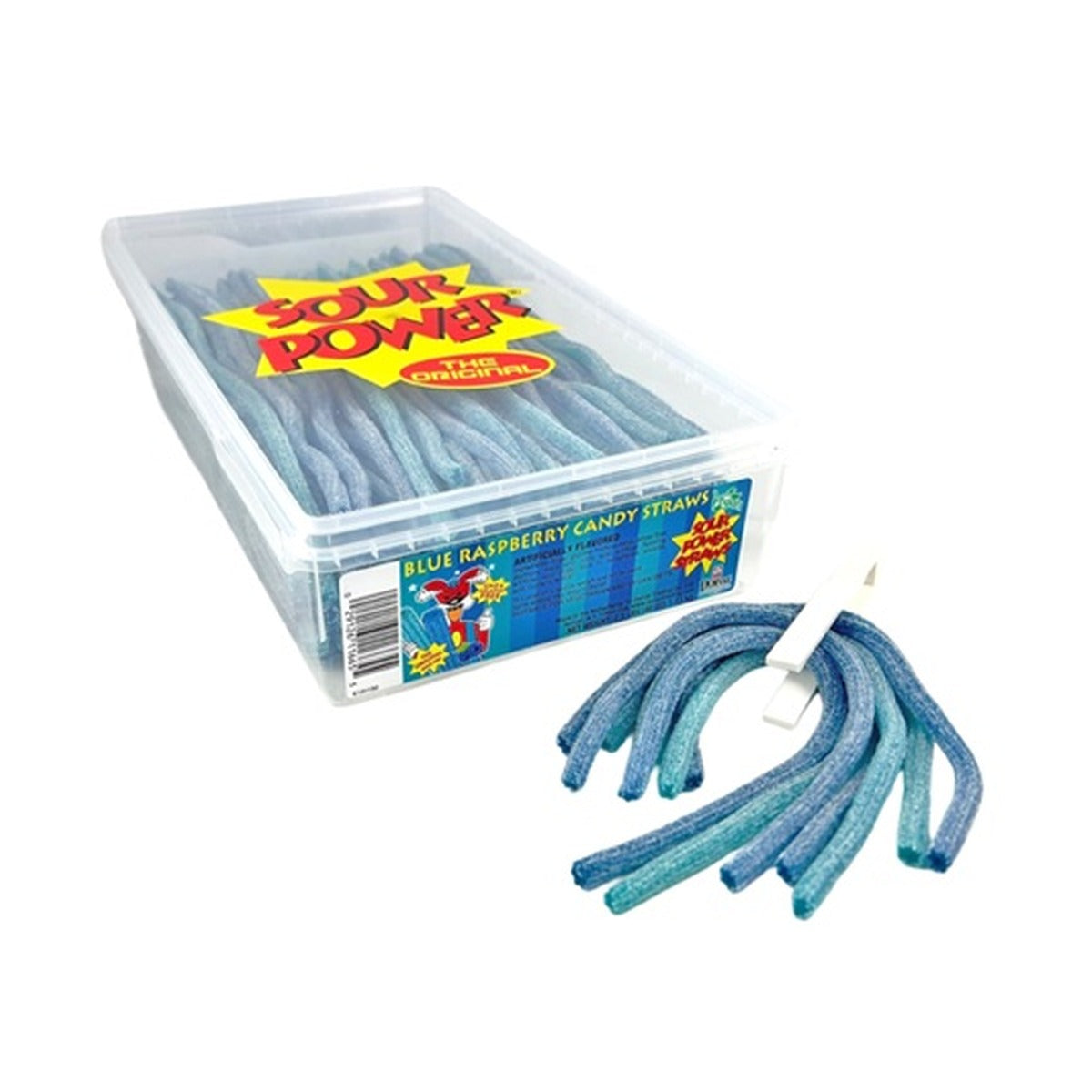 Sour Power Straws Blue Raspberry Tub 200ct — full package