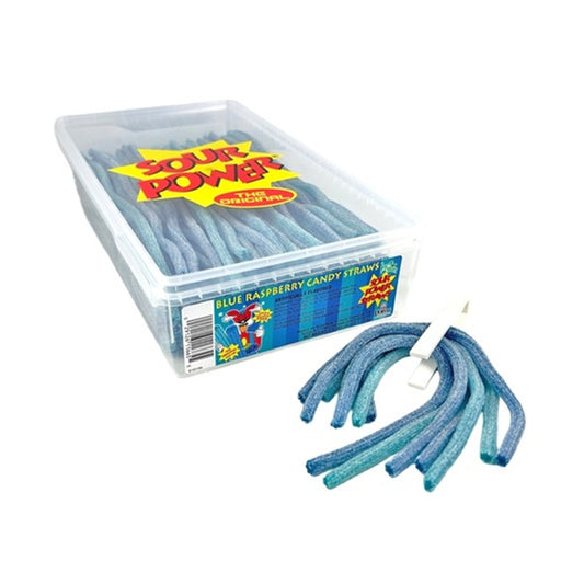 Sour Power Straws Blue Raspberry Tub 200ct — full package