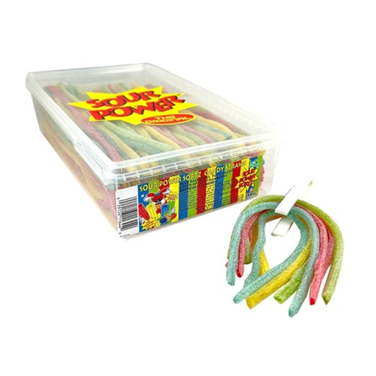 Sour Power Straws Sortz Assorted Tub 200ct — full package
