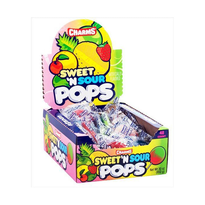 Charms Flat Sweet Sour Pops 0.65oz 48ct