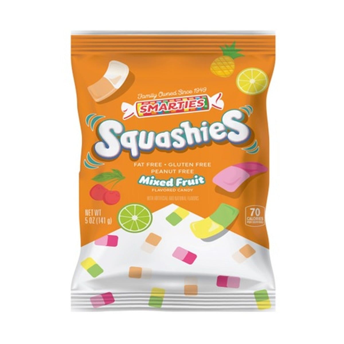 Smarties Squashies Mixed Fruit 5oz Peg Bag pack — full package