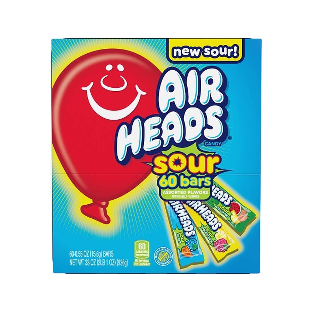 Airheads Sour Gravity Feed Assorted 60ct — full package
