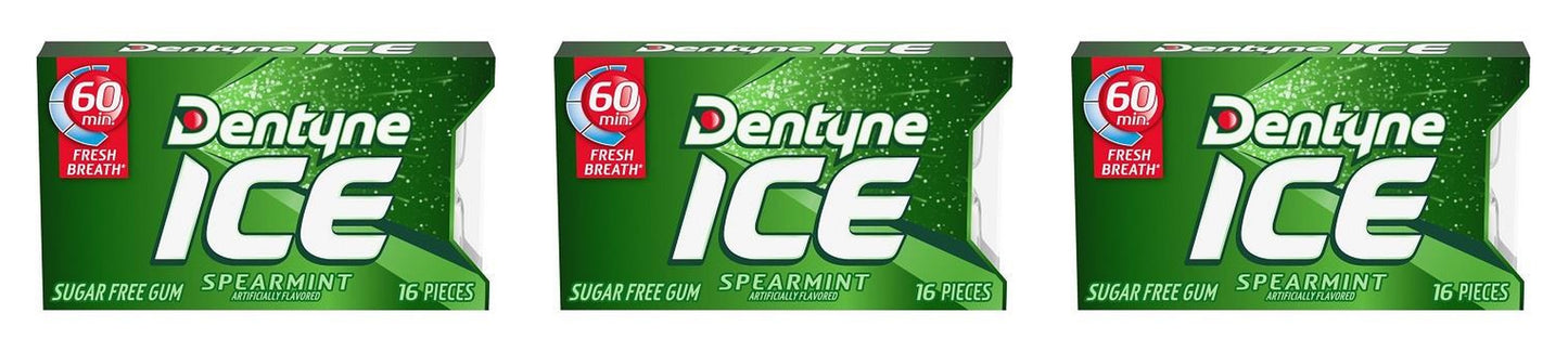 Dentyne Ice Spearmint Sugar-Free Gum 16-Piece Packs — 3-Pack