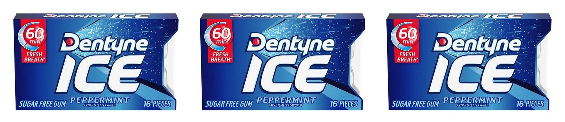 Dentyne Ice Peppermint Sugar-Free Gum 16-Piece Packs — 3-Pack