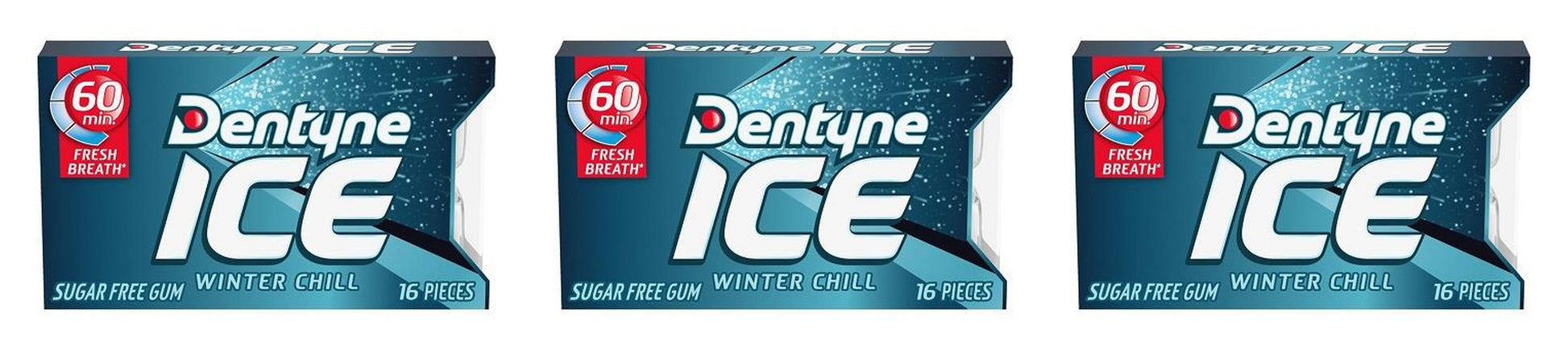 Dentyne Ice Winter Chill Sugar-Free Gum 16-Piece Packs — 3-Pack