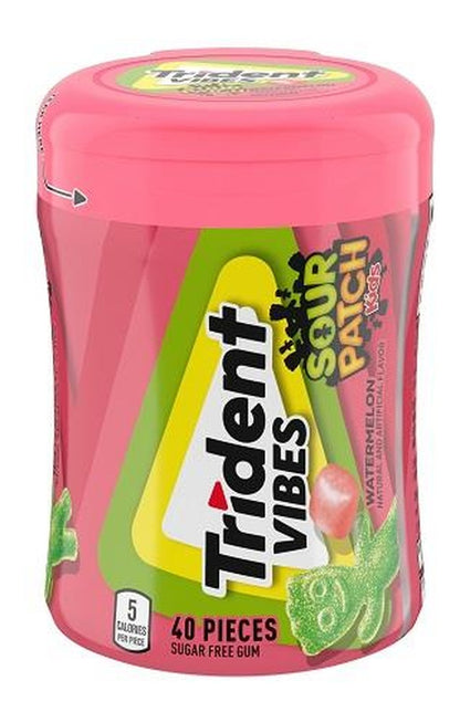 Trident Vibes Sour Patch Kids Watermelon Sugar-Free Gum 40pc Bottles — pack