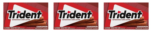 Trident Cinnamon Sugar-Free Gum 14pc Packs — 3-Pack
