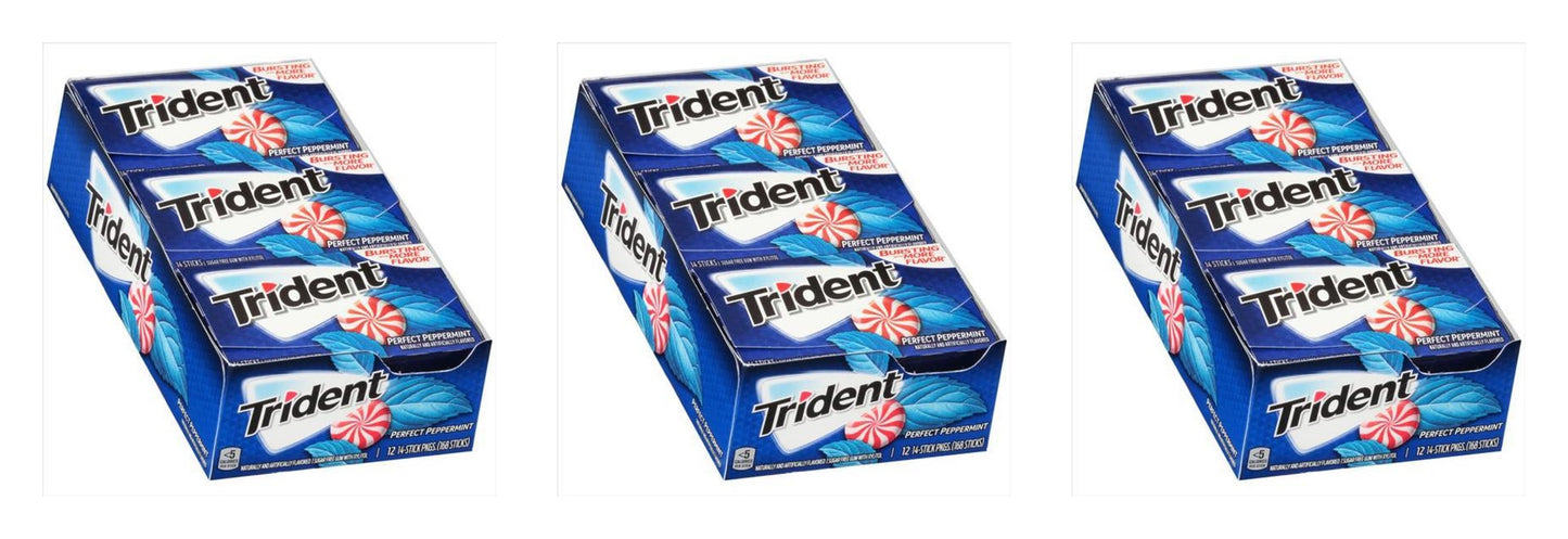 Trident Perfect Peppermint Sugar-Free Gum 14pc Packs — 3-Pack