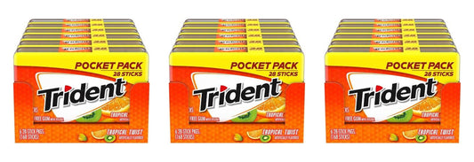 Trident Tropical Twist Sugar-Free Gum 28-Stick Packs — 3-Pack