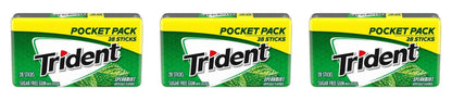 Trident Spearmint Sugar-Free Gum 28-Stick Packs — 3-Pack