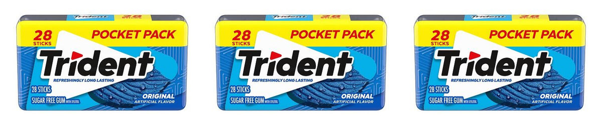 Trident Original Sugar-Free Gum 28-Stick Packs — 3-Pack