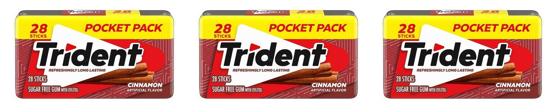 Trident Cinnamon Sugar-Free Gum 28-Stick Packs — 3-Pack
