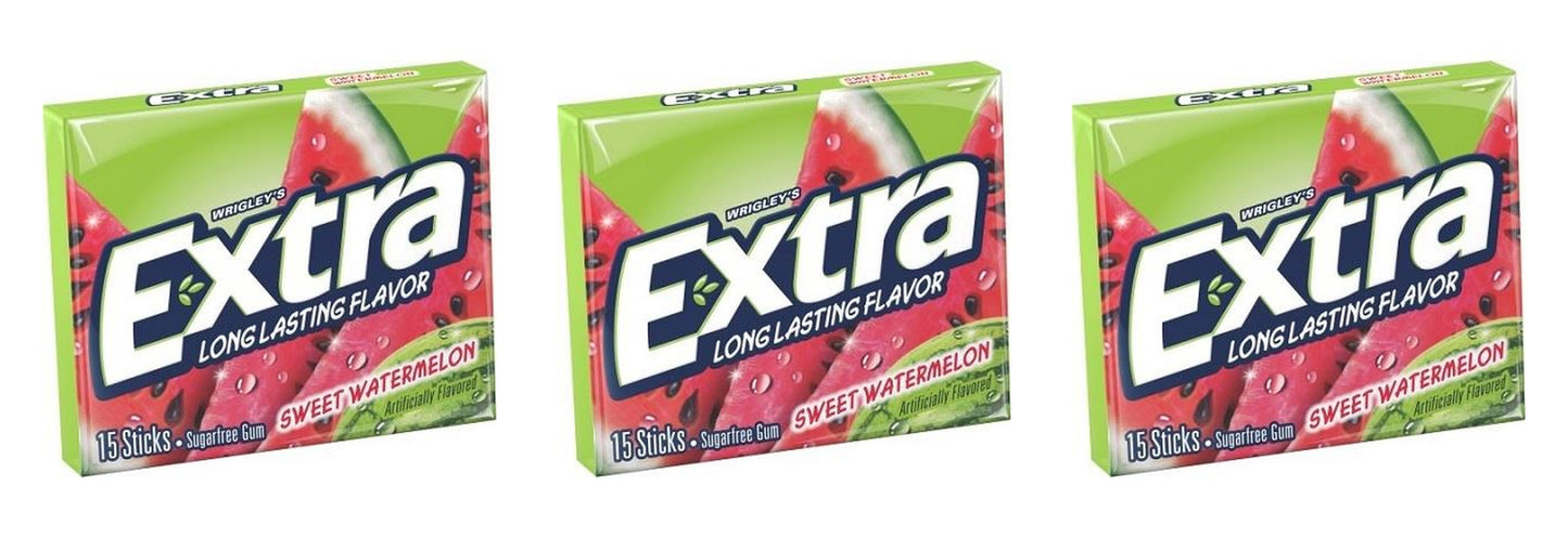 Extra Sweet Watermelon Sugar-Free Gum Party Packs 15-Stick — 3-Pack