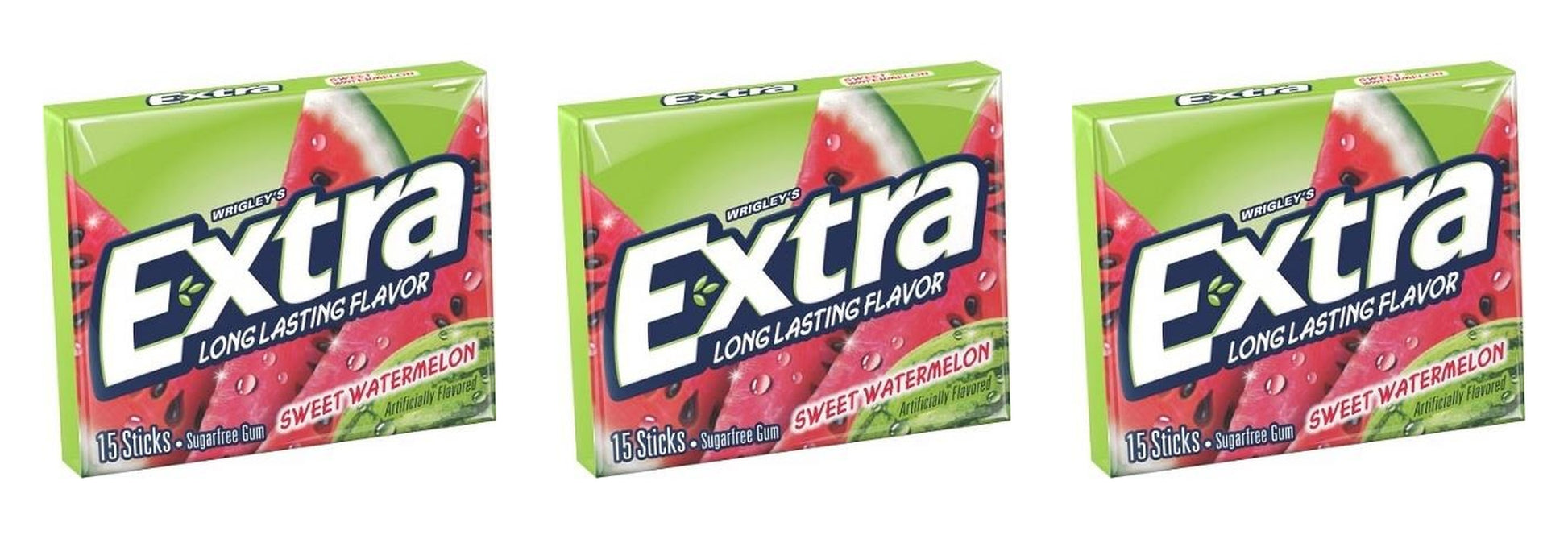 Extra Sweet Watermelon Sugar-Free Gum Party Packs 15-Stick — 3-Pack