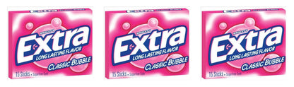 Extra Classic Bubble Sugar-Free Gum Party Packs 15-Stick — 3-Pack