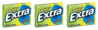 Extra Sour Blue Raspberry Sugar-Free Gum Party Packs 15-Stick — 3-Pack