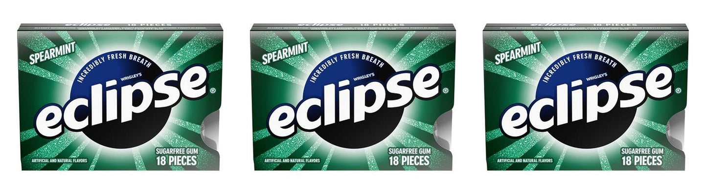 Eclipse Spearmint Sugar-Free Gum 18-Piece Packs — 3-Pack