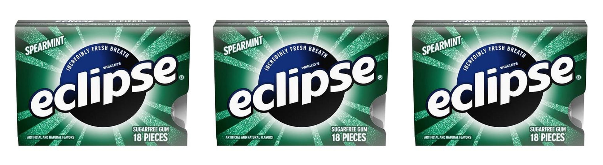 Eclipse Spearmint Sugar-Free Gum 18-Piece Packs — 3-Pack