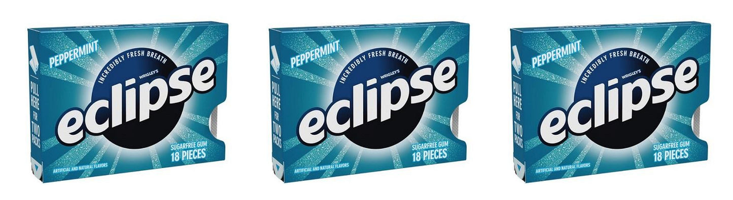 Eclipse Peppermint Sugar-Free Gum 18-Piece Packs — 3-Pack