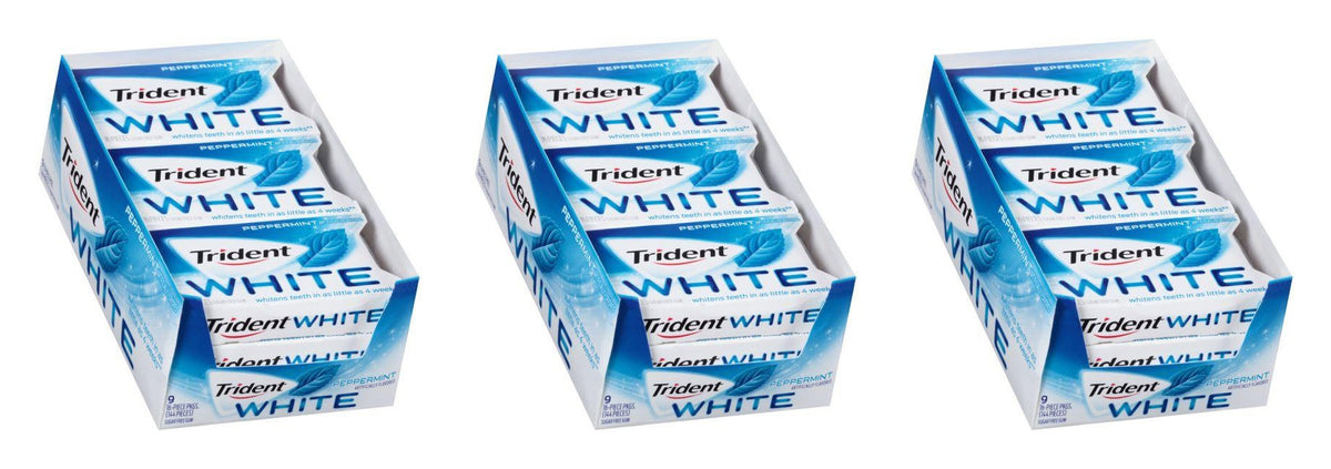 Trident White Peppermint Sugar-Free Gum 16pc Packs — 3-Pack